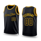 Custom Black Black-Gold Authentic Throwback Basketball Jersey
