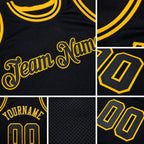 Custom Black Black-Gold Authentic Throwback Basketball Jersey detail
