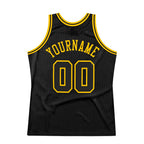 Custom Black Black-Gold Authentic Throwback Basketball Jersey photo 5