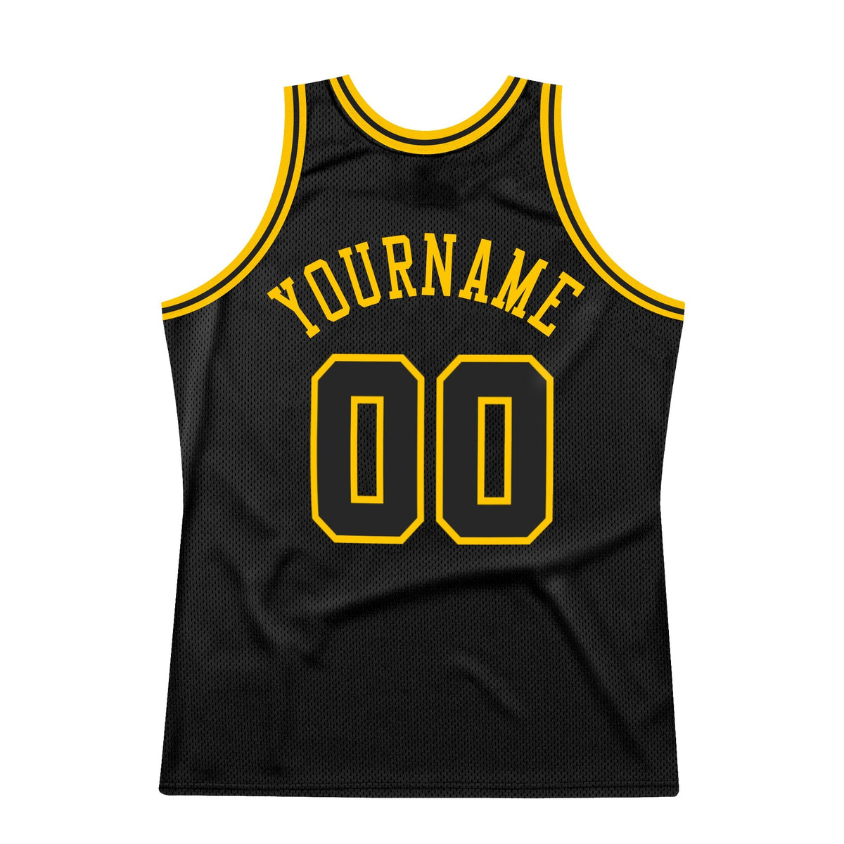 Custom Black Black-Gold Authentic Throwback Basketball Jersey photo 5