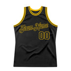 Custom Black Black-Gold Authentic Throwback Basketball Jersey photo 6