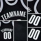 Custom Black White Authentic Throwback Basketball Jersey detail