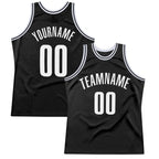 Custom Black White Authentic Throwback Basketball Jersey photo 1