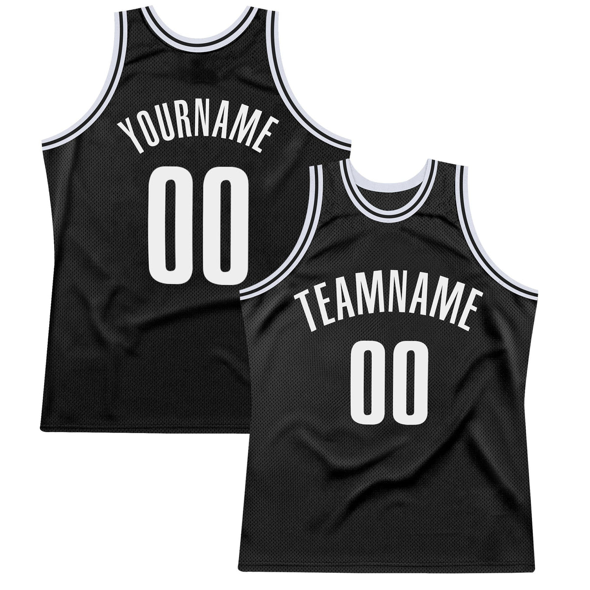 Custom Black White Authentic Throwback Basketball Jersey photo 1