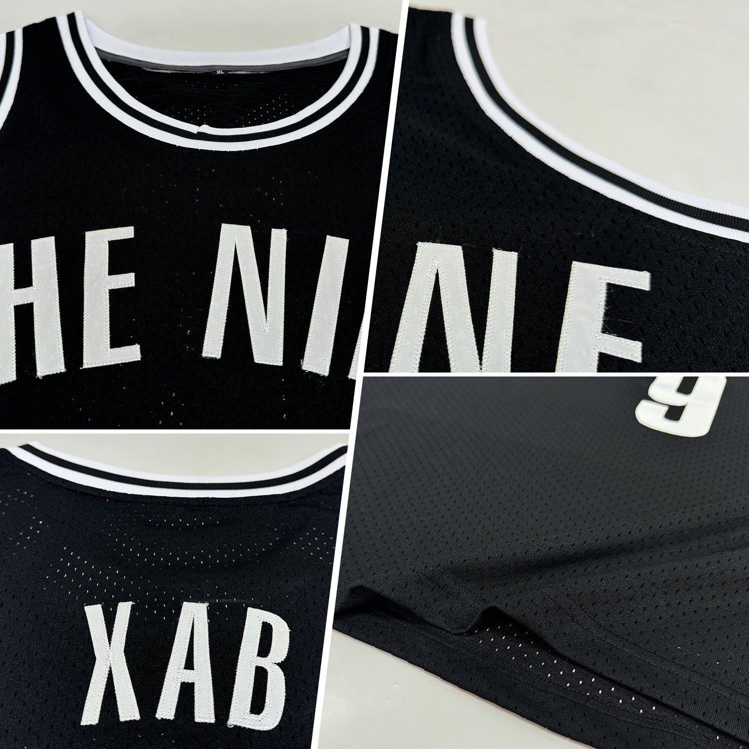Custom Black White Authentic Throwback Basketball Jersey photo 2
