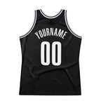 Custom Black White Authentic Throwback Basketball Jersey photo 5