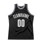 Custom Black White Authentic Throwback Basketball Jersey photo 6