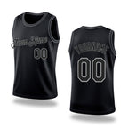 Custom Black Black-Gray Authentic Throwback Basketball Jersey