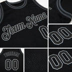 Custom Black Black-Gray Authentic Throwback Basketball Jersey detail