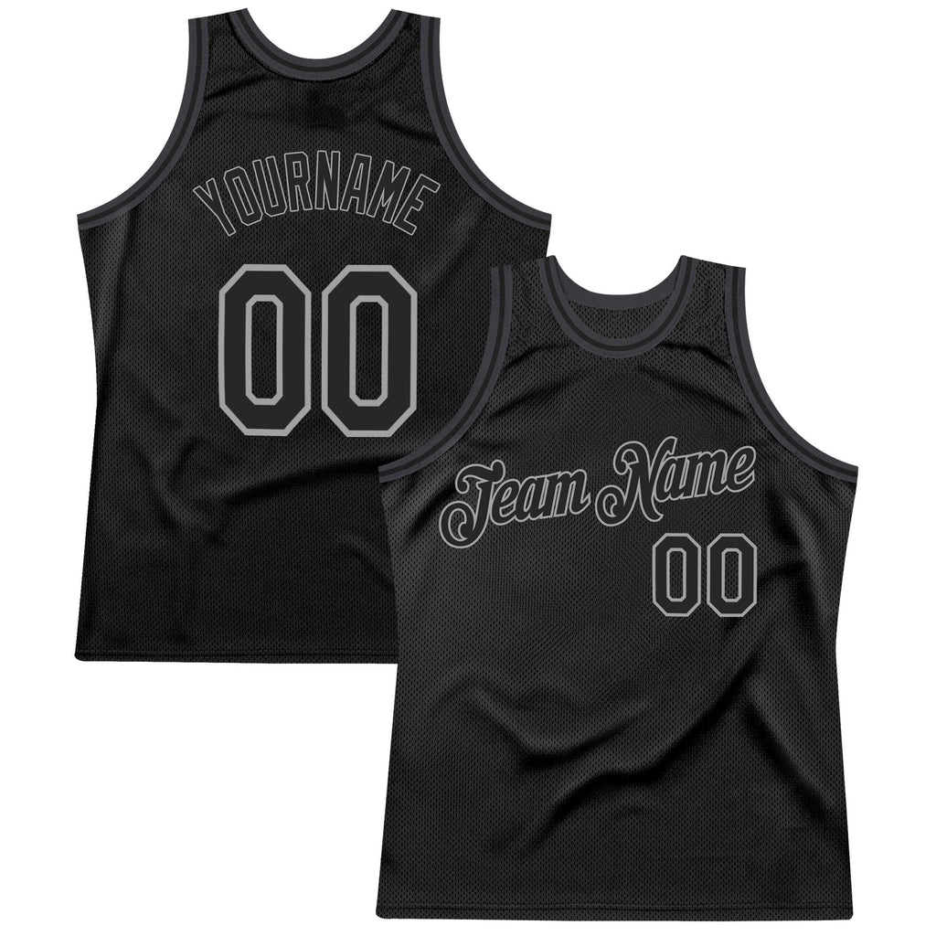Custom Black Black-Gray Authentic Throwback Basketball Jersey photo 1