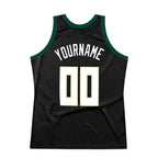 Custom Black White-Hunter Green Authentic Throwback Basketball Jersey photo 5