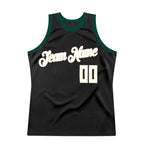 Custom Black White-Hunter Green Authentic Throwback Basketball Jersey photo 6