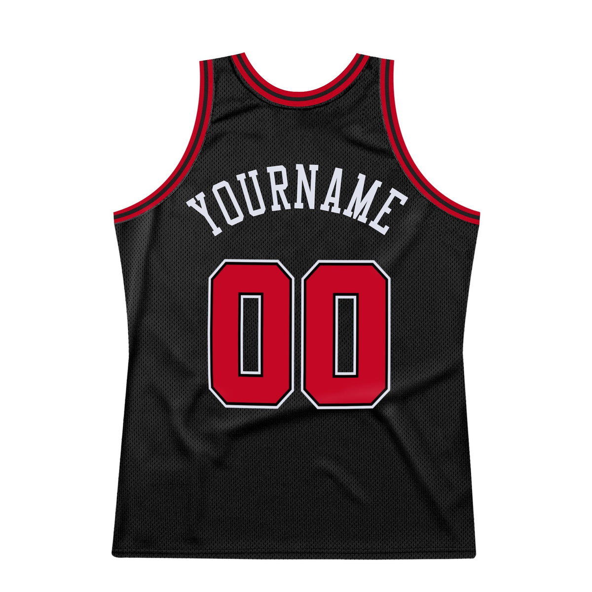 Custom Black Red-White Authentic Throwback Basketball Jersey photo 5