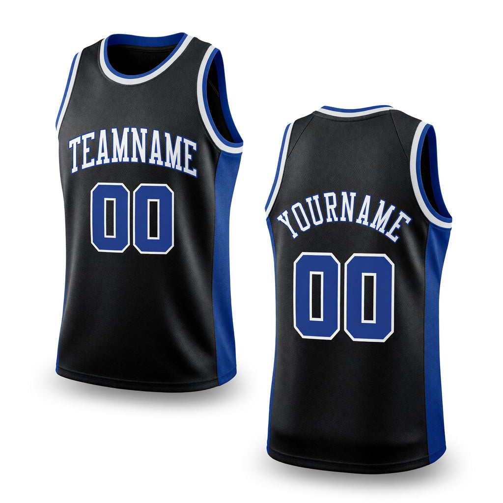 Custom Black Royal-White Authentic Throwback Basketball Jersey