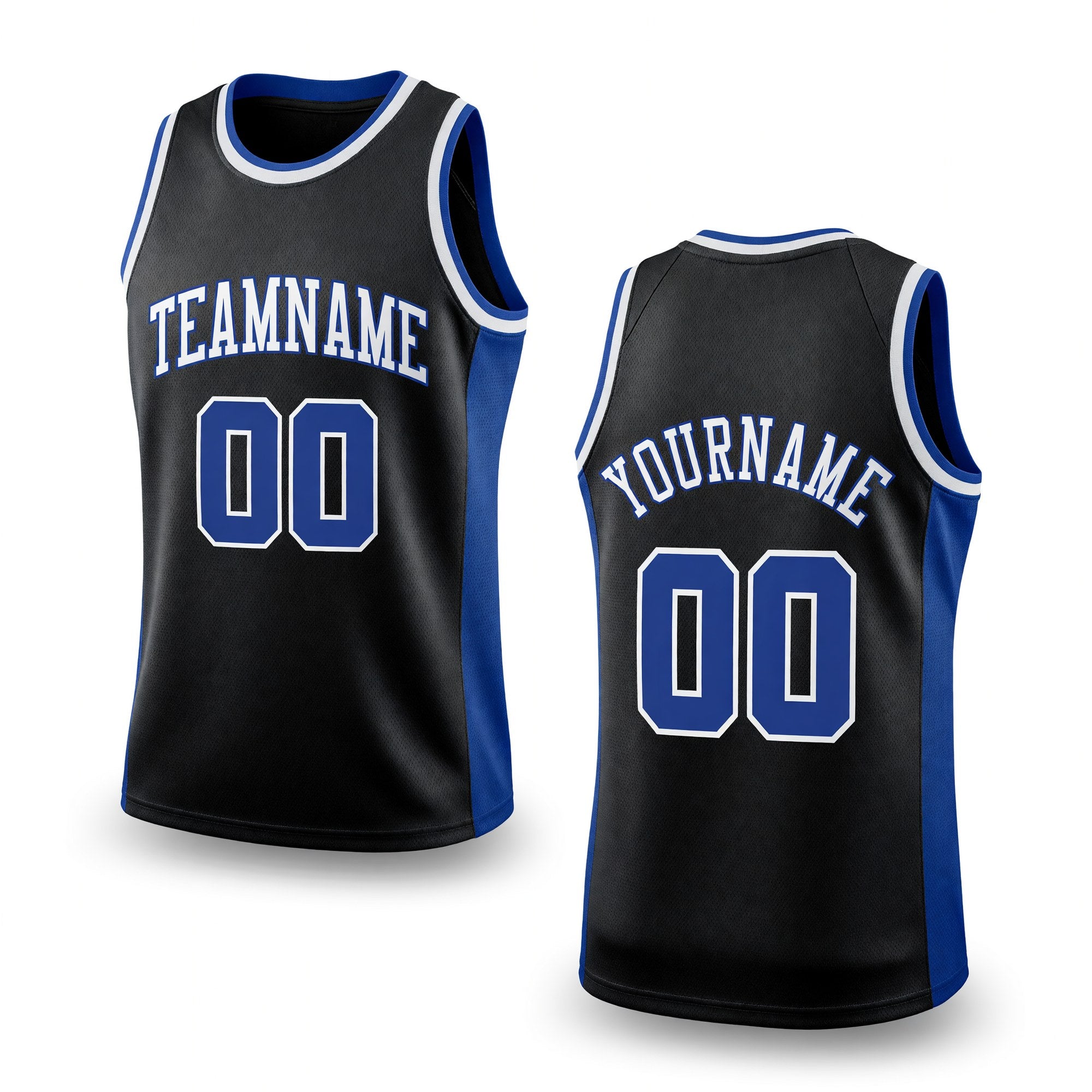 Custom Black Royal-White Authentic Throwback Basketball Jersey