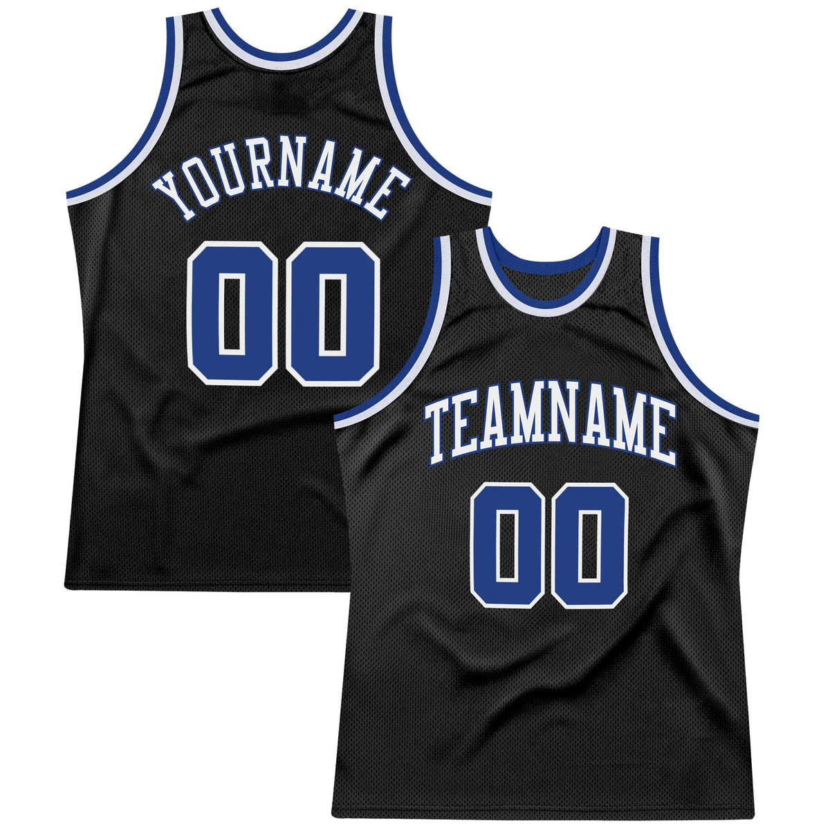 Custom Black Royal-White Authentic Throwback Basketball Jersey photo 1