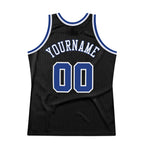 Custom Black Royal-White Authentic Throwback Basketball Jersey photo 5