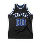 Custom Black Royal-White Authentic Throwback Basketball Jersey photo 6