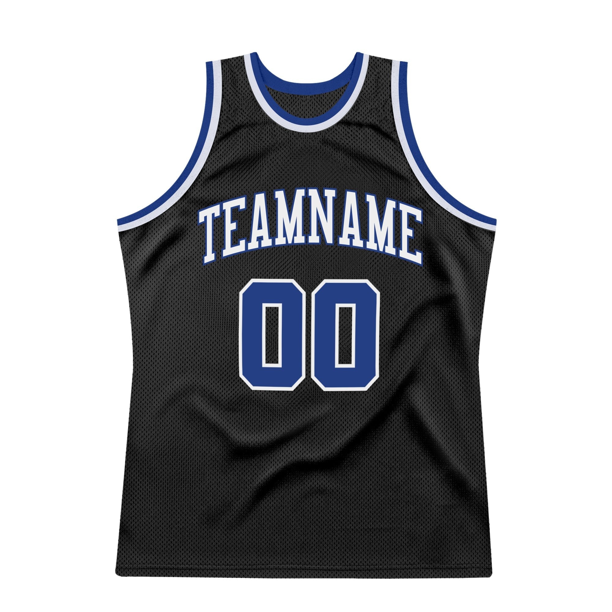 Custom Black Royal-White Authentic Throwback Basketball Jersey photo 6