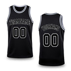 Custom Black Black-White Authentic Throwback Basketball Jersey