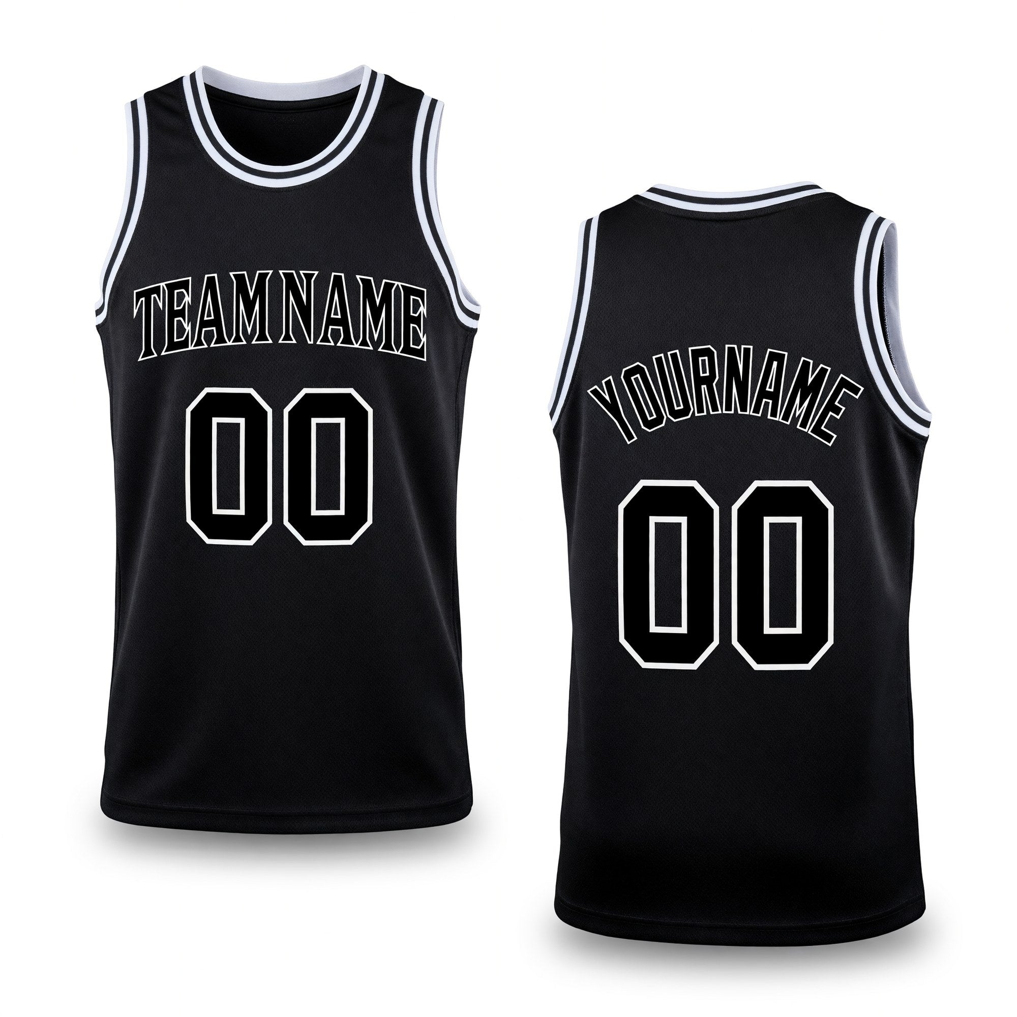 Custom Black Black-White Authentic Throwback Basketball Jersey
