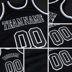 Custom Black Black-White Authentic Throwback Basketball Jersey detail