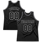 Custom Black Black-White Authentic Throwback Basketball Jersey photo 1