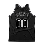Custom Black Black-White Authentic Throwback Basketball Jersey photo 5