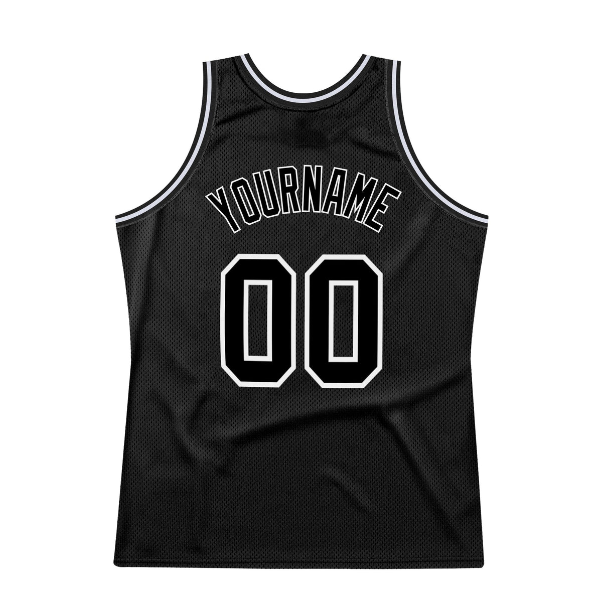 Custom Black Black-White Authentic Throwback Basketball Jersey photo 5