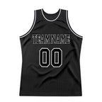 Custom Black Black-White Authentic Throwback Basketball Jersey photo 6
