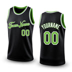 Custom Black Neon Green-White Authentic Throwback Basketball Jersey