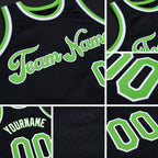Custom Black Neon Green-White Authentic Throwback Basketball Jersey detail