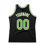 Custom Black Neon Green-White Authentic Throwback Basketball Jersey photo 5
