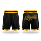 Custom Black Black-Gold Authentic Throwback Basketball Shorts