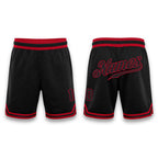 Custom Black Black-Red Authentic Throwback Basketball Shorts