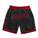 Custom Black Black-Red Authentic Throwback Basketball Shorts photo 1