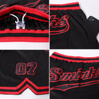 Custom Black Black-Red Authentic Throwback Basketball Shorts photo 3
