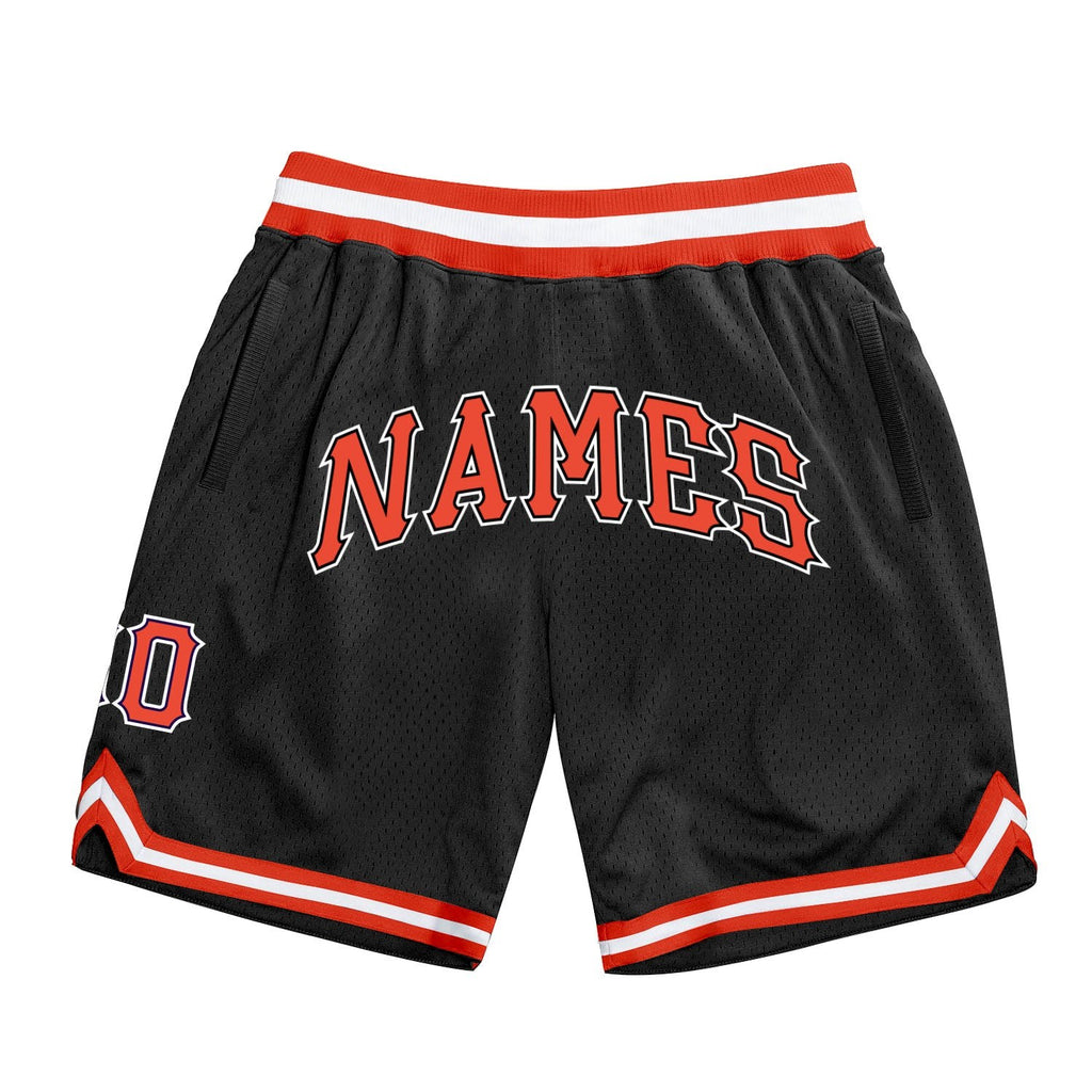 Custom Black Orange-White Authentic Throwback Basketball Shorts photo 1