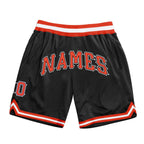 Custom Black Orange-White Authentic Throwback Basketball Shorts photo 1