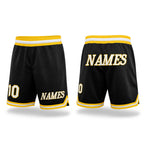 Custom Black White-Gold Authentic Throwback Basketball Shorts