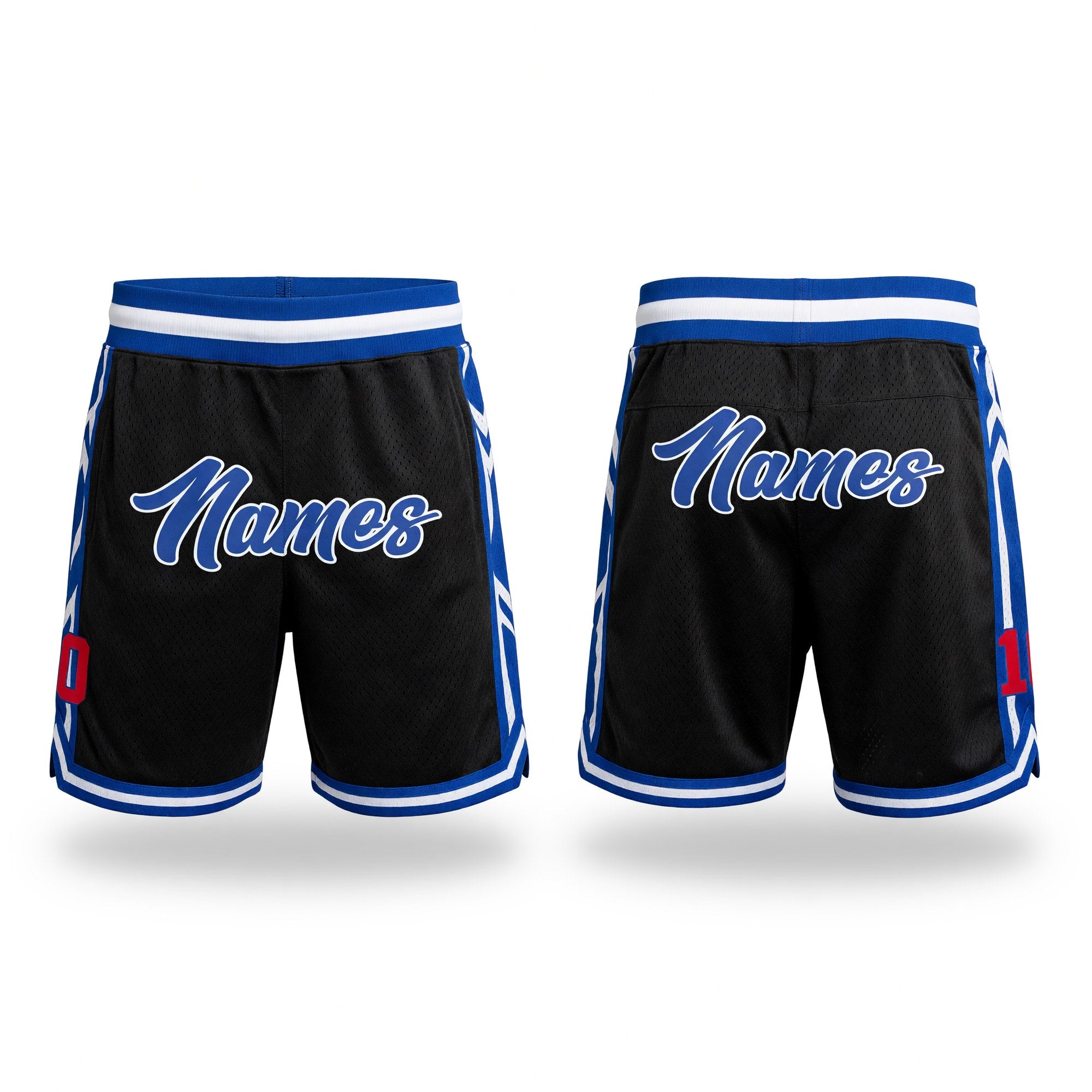 Custom Black Royal-Red Authentic Throwback Basketball Shorts