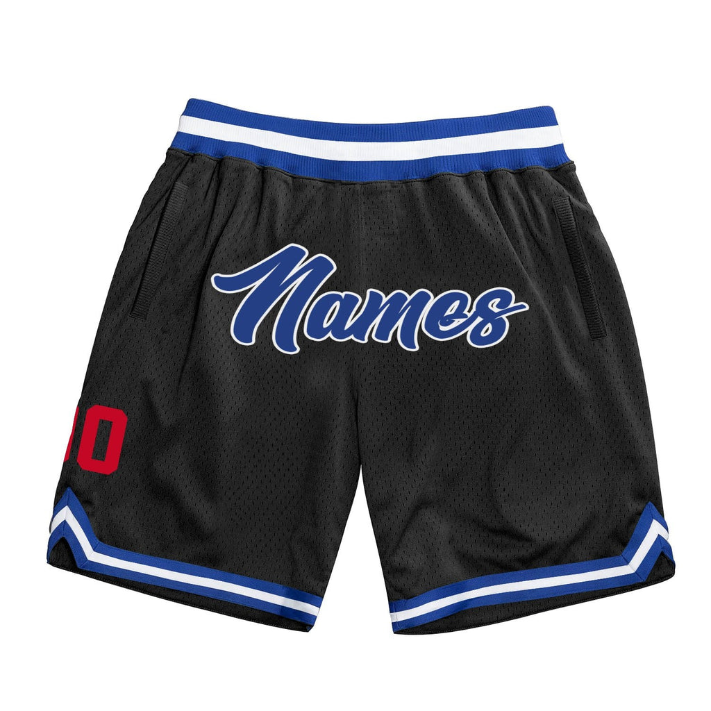 Custom Black Royal-Red Authentic Throwback Basketball Shorts photo 1