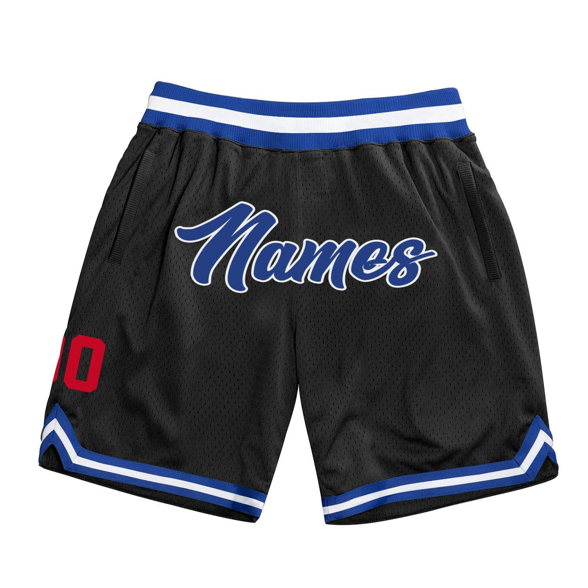 Custom Black Royal-Red Authentic Throwback Basketball Shorts photo 1