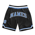 Custom Black Light Blue-White Authentic Throwback Basketball Shorts photo 1