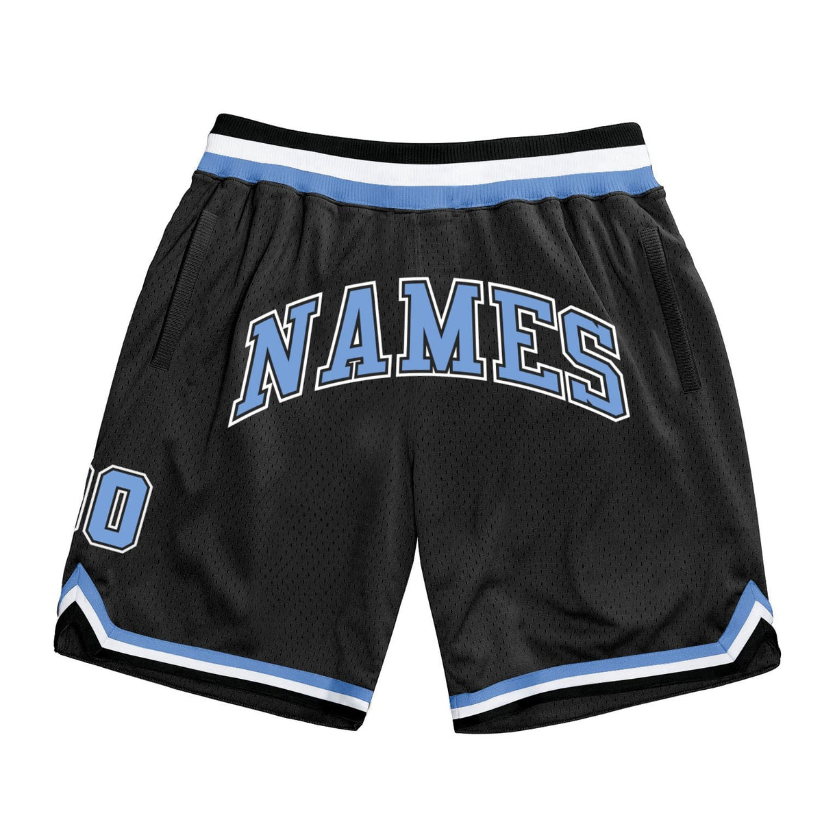 Custom Black Light Blue-White Authentic Throwback Basketball Shorts photo 1