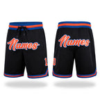Custom Black Orange-Royal Authentic Throwback Basketball Shorts