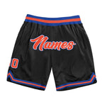Custom Black Orange-Royal Authentic Throwback Basketball Shorts photo 1