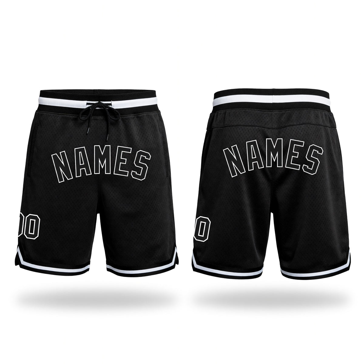 Custom Black Black-White Authentic Throwback Basketball Shorts