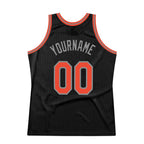 Custom Black Orange-Gray Authentic Throwback Basketball Jersey photo 4