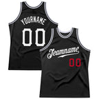 Custom Black White-Red Authentic Throwback Basketball Jersey photo 1